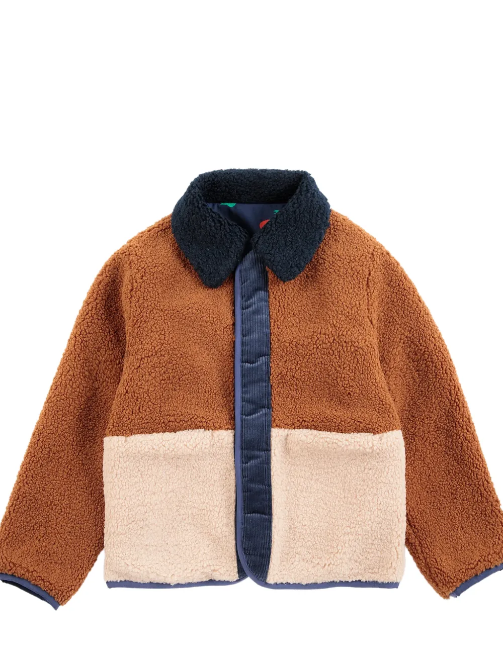 Bobo Choses Stamp Bloom jack met sherpa-kraag en kersenprint Blauw