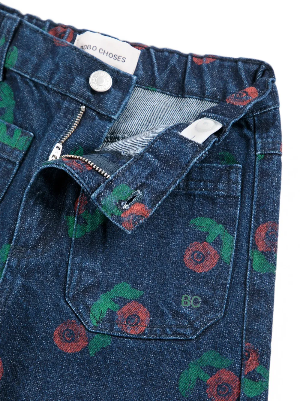 Bobo Choses Bloom jeans met kersen-print Blauw