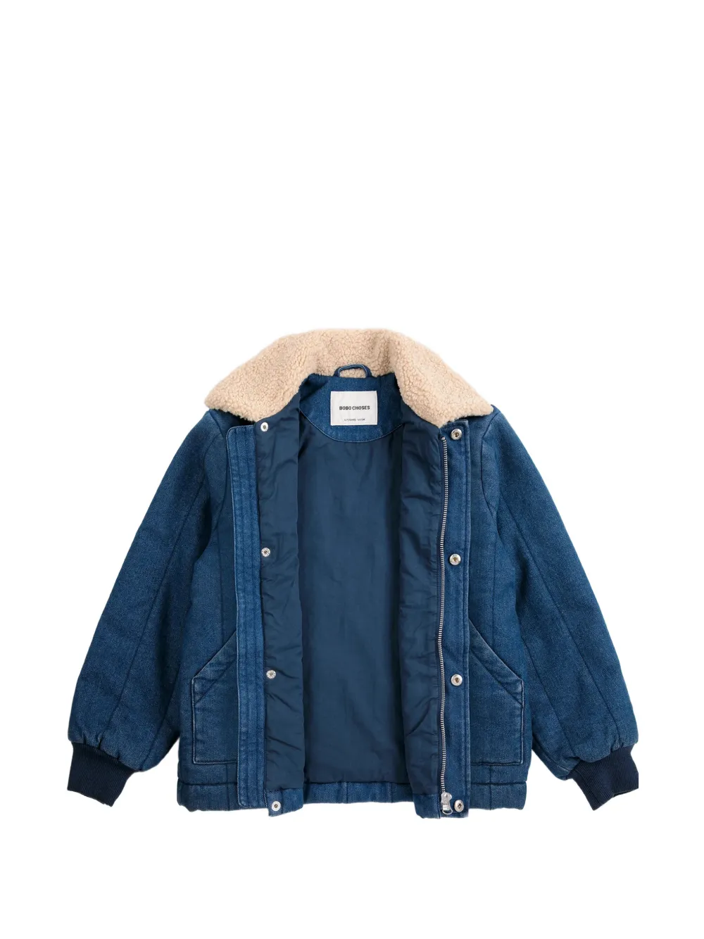 Bobo Choses Gewatteerd spijkerjack met vlakken Blauw