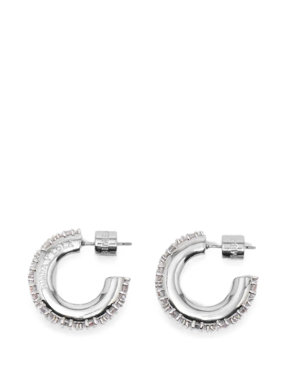 BIMBA Y LOLA silver crystals hoop earrings - Argento