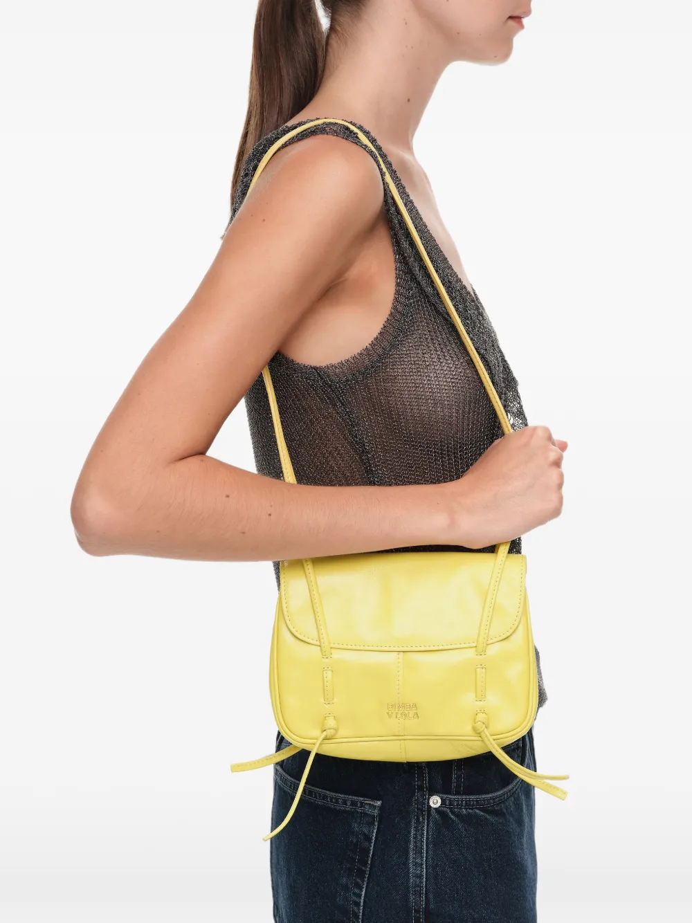 BIMBA Y LOLA Leren mini-tas met omslag Geel