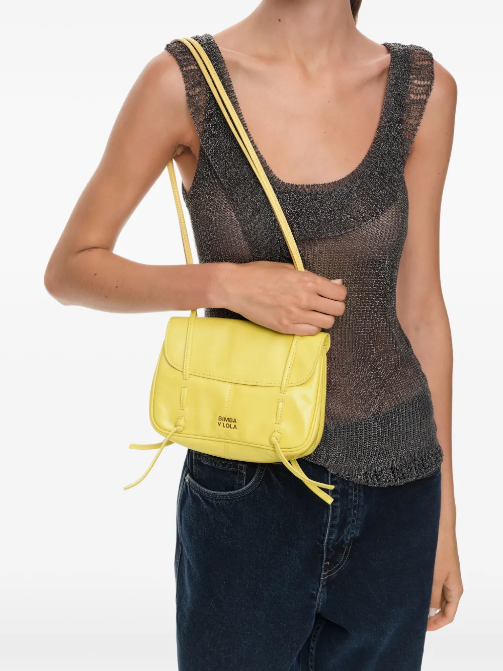 BIMBA Y LOLA Leren mini-tas met omslag Geel