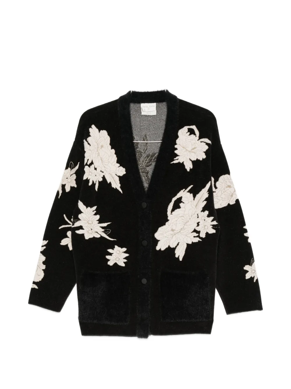 Forte Forte Floral-embroidered Cardigan-style Jacket In Black