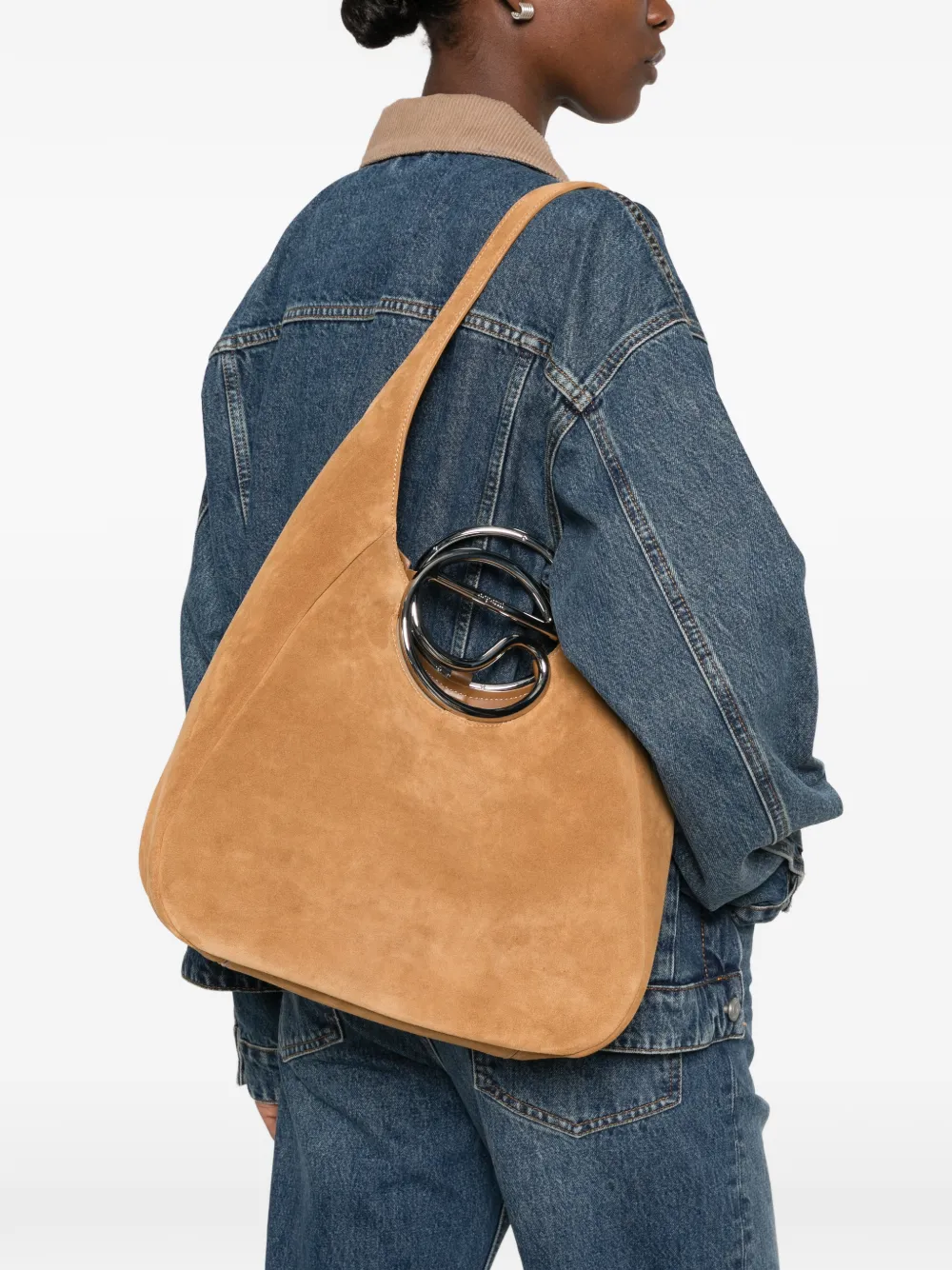 Coperni C Hobo suede shoulder bag Beige