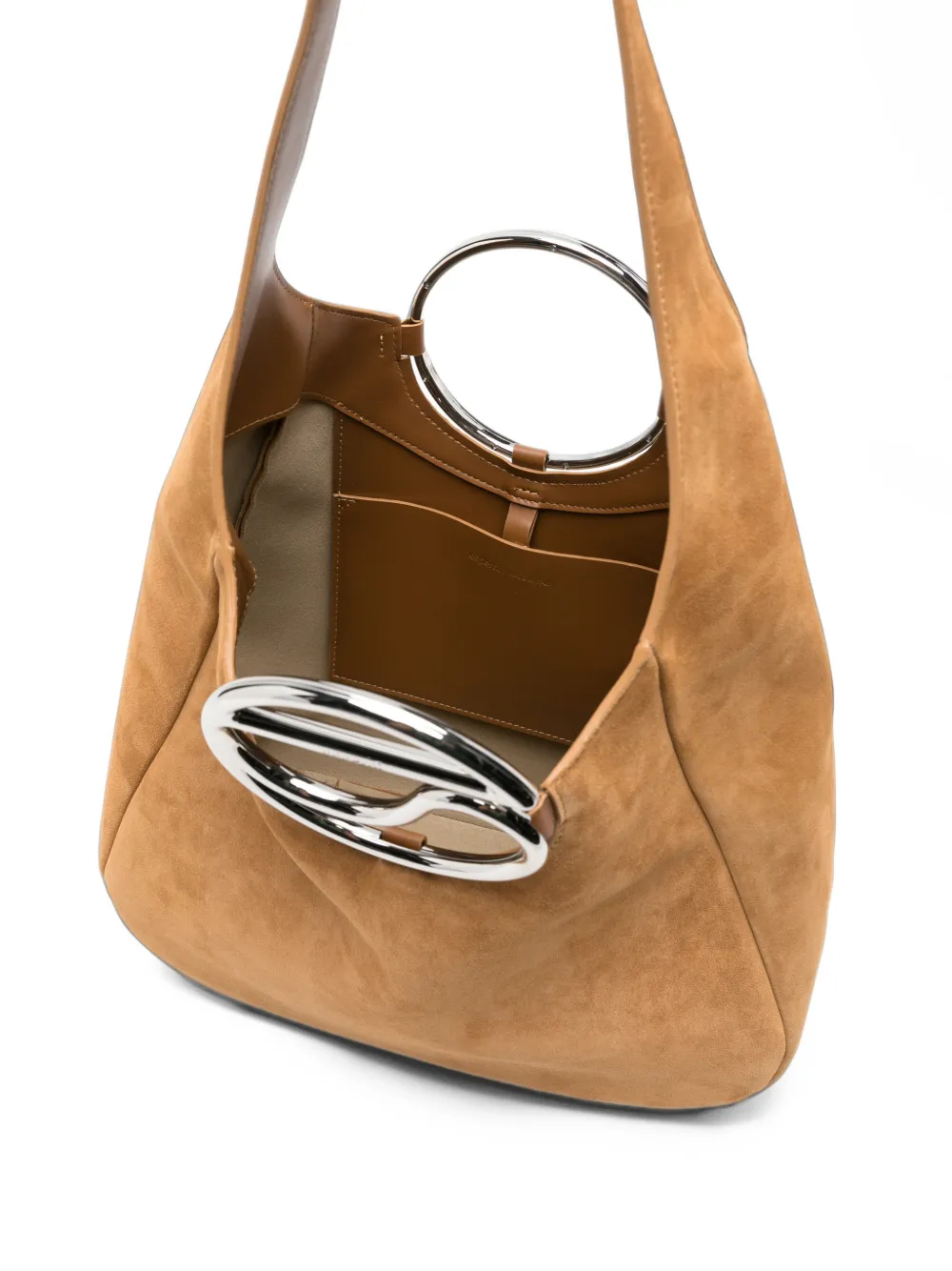Coperni C Hobo suede shoulder bag Beige