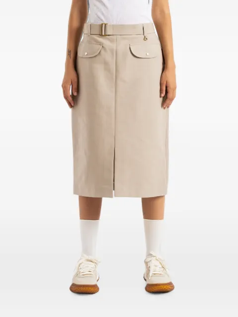 Moncler belted knee-length cotton skirt