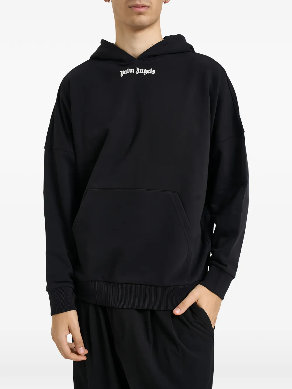 Palm Angels logo-print hoodie - Black