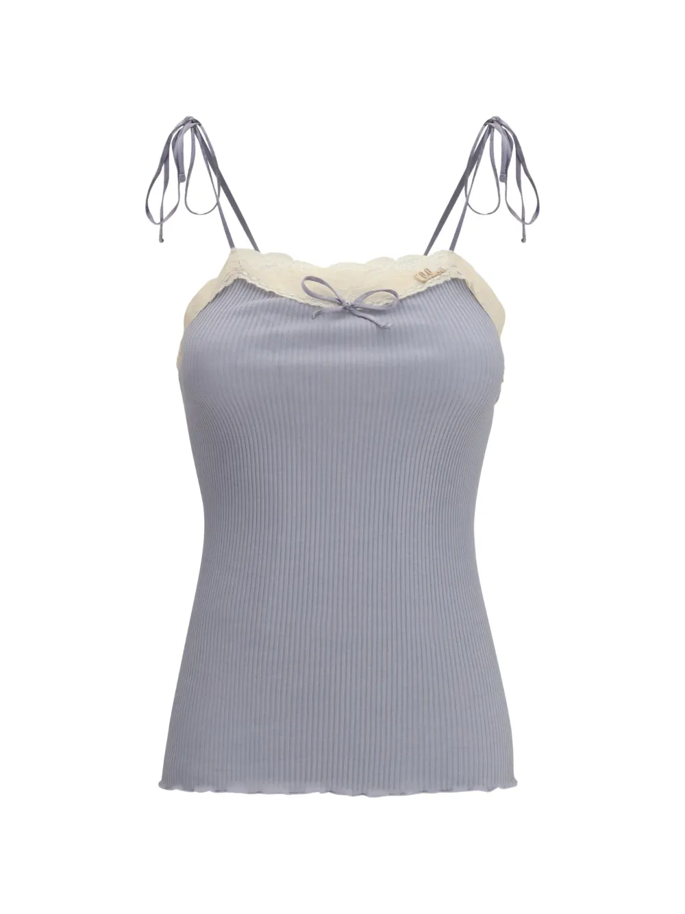 Chloé Trägershirt aus Baumwolljersey und Spitze mit schmalen Riemen - Grau