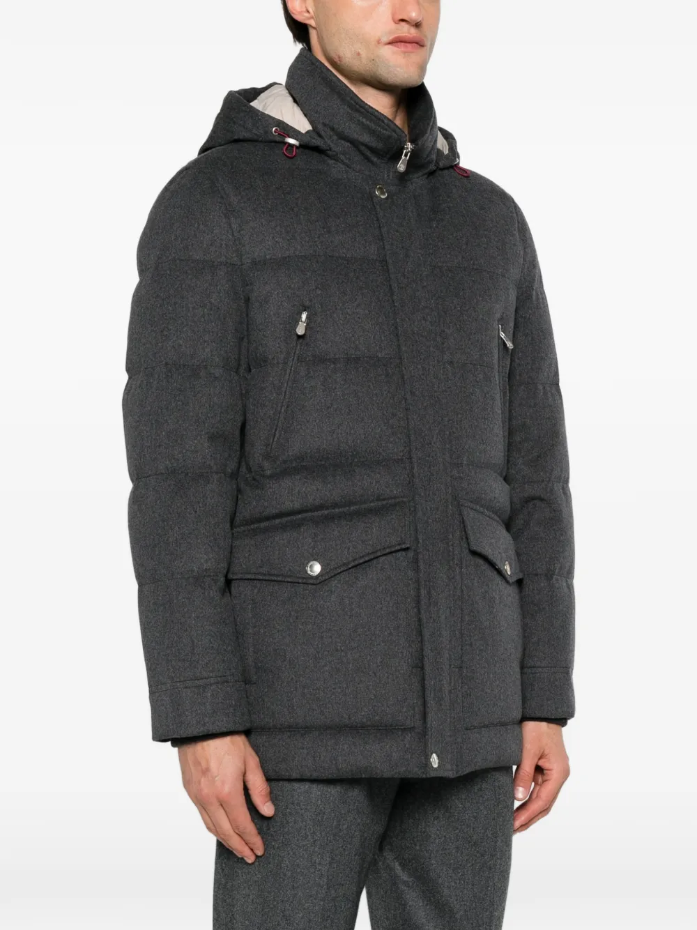 Brunello Cucinelli quilted hooded jacket Grijs