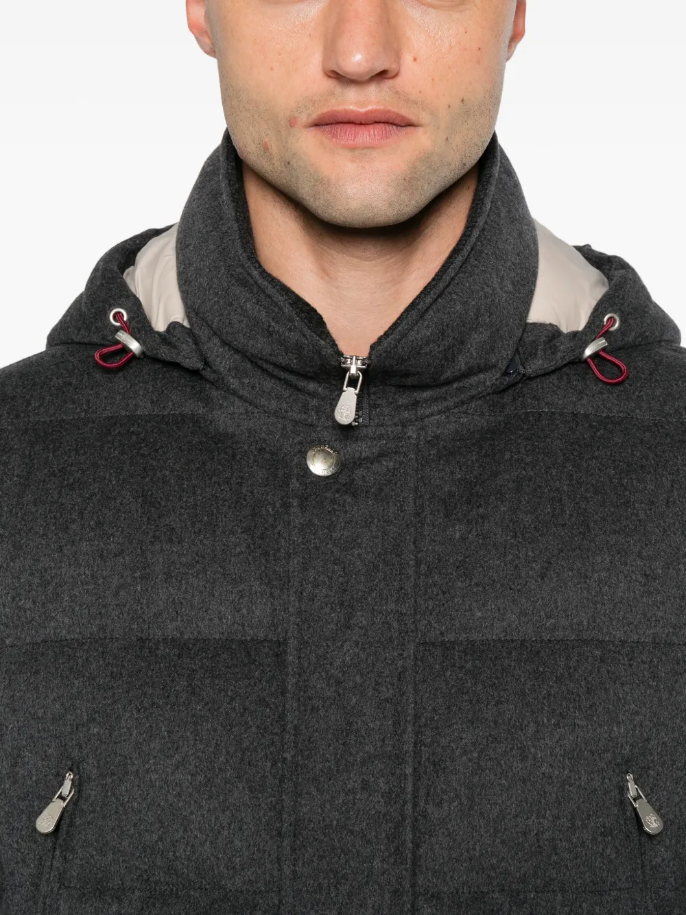 Brunello Cucinelli quilted hooded jacket Grijs