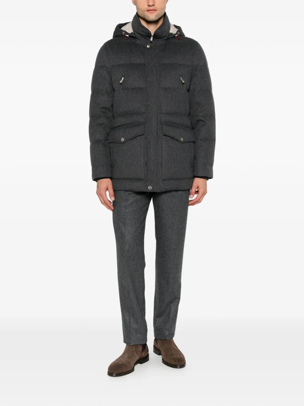 Brunello Cucinelli quilted hooded jacket Grijs