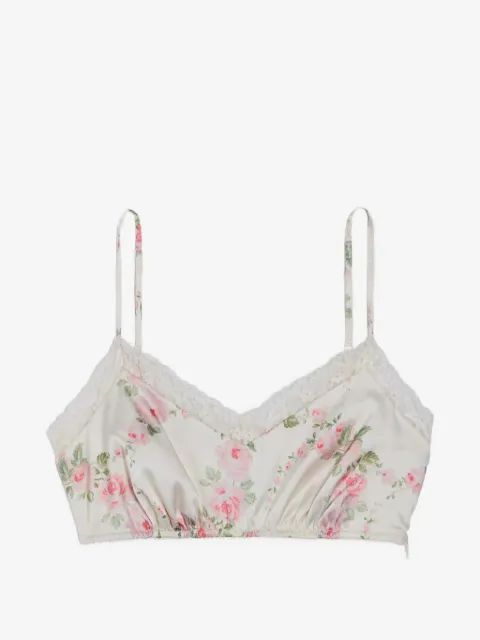 Simone Rocha floral-print lace-trim bralette