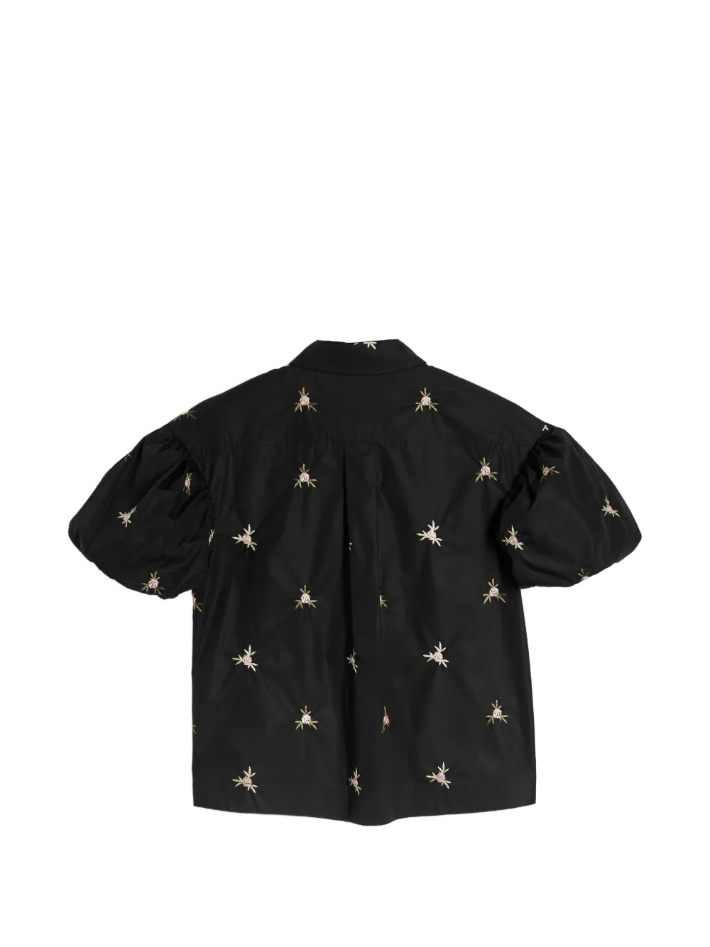 Simone Rocha Rosebud-embroidered Puff-sleeve Shirt in Black, view 2