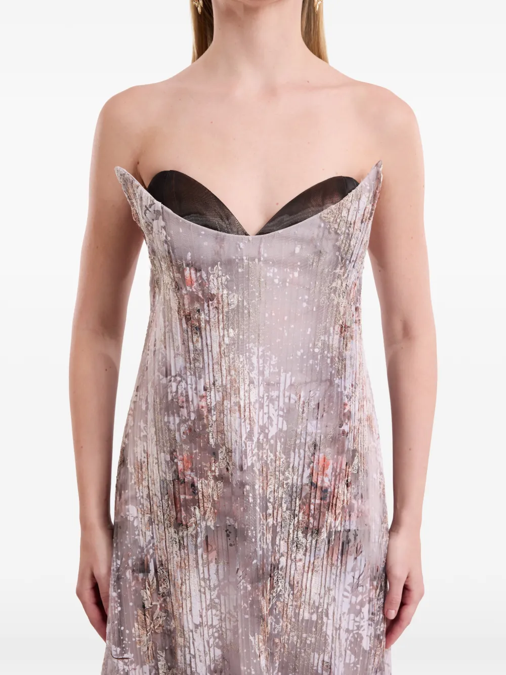 Gemy Maalouf Strapless jurk met sculpturale hals Beige