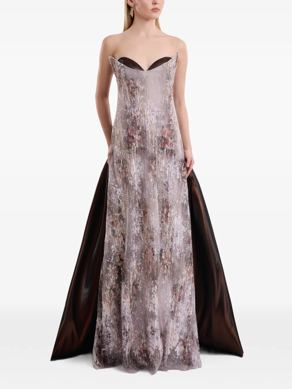 Gemy Maalouf Strapless jurk met sculpturale hals Beige