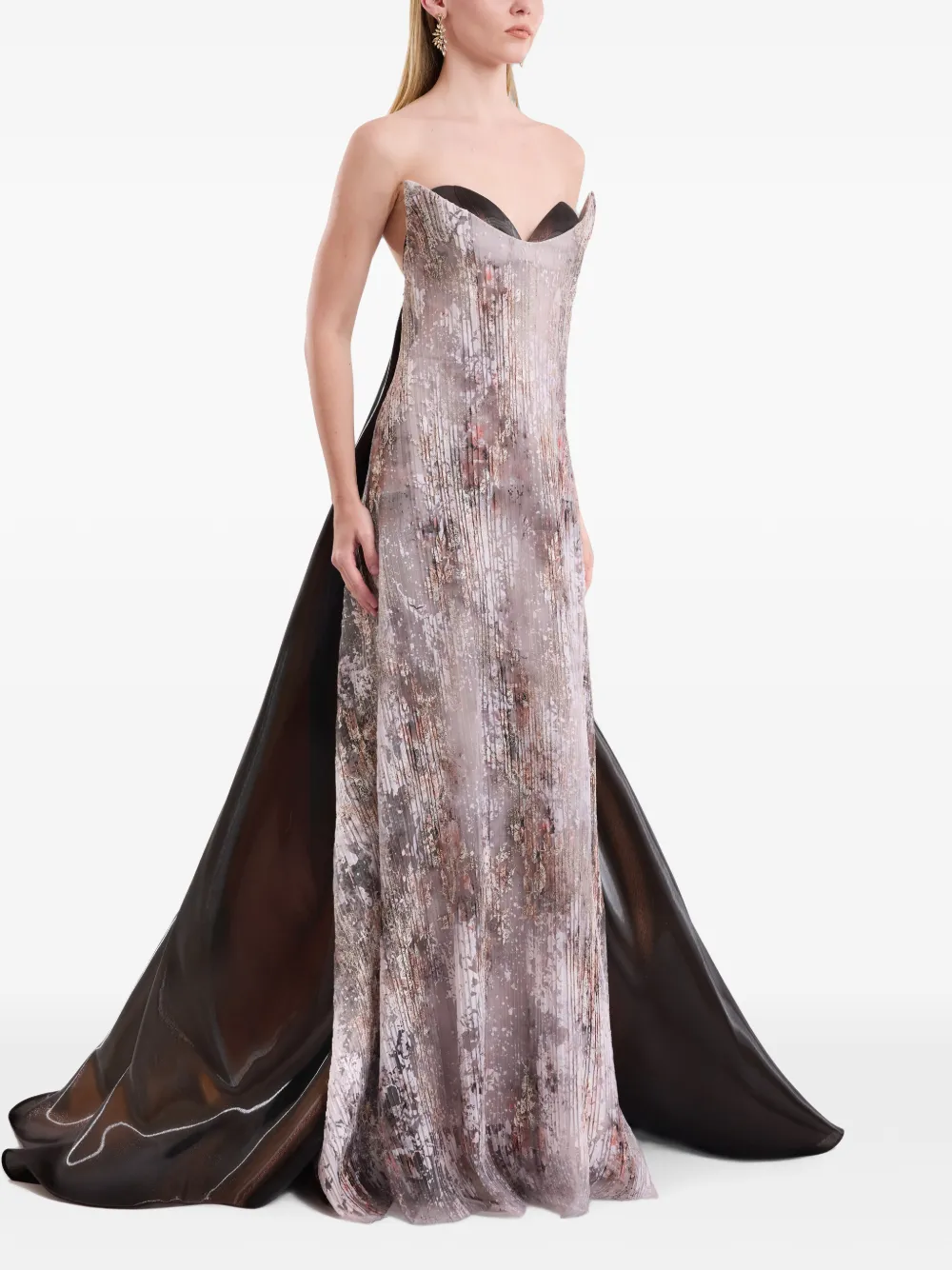 Gemy Maalouf Strapless jurk met sculpturale hals Beige