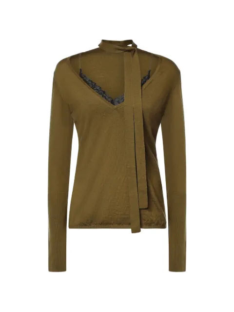 PINKO jersey con ribete de encaje y lazo en el cuello