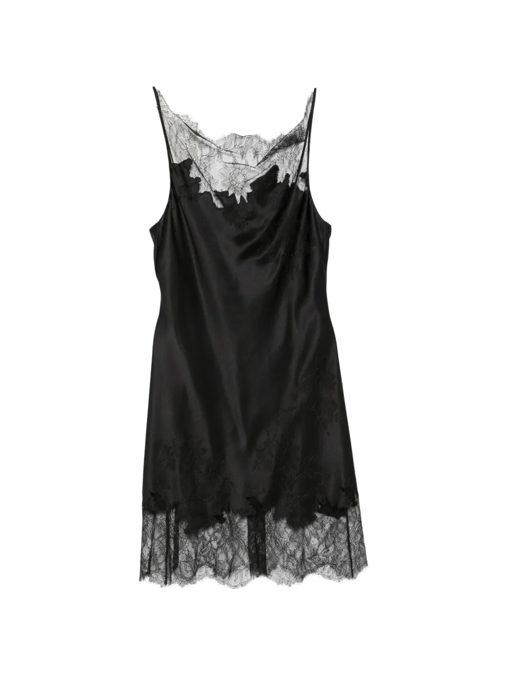 Carine Gilson lace-trim cowl-neck mini dress - Schwarz