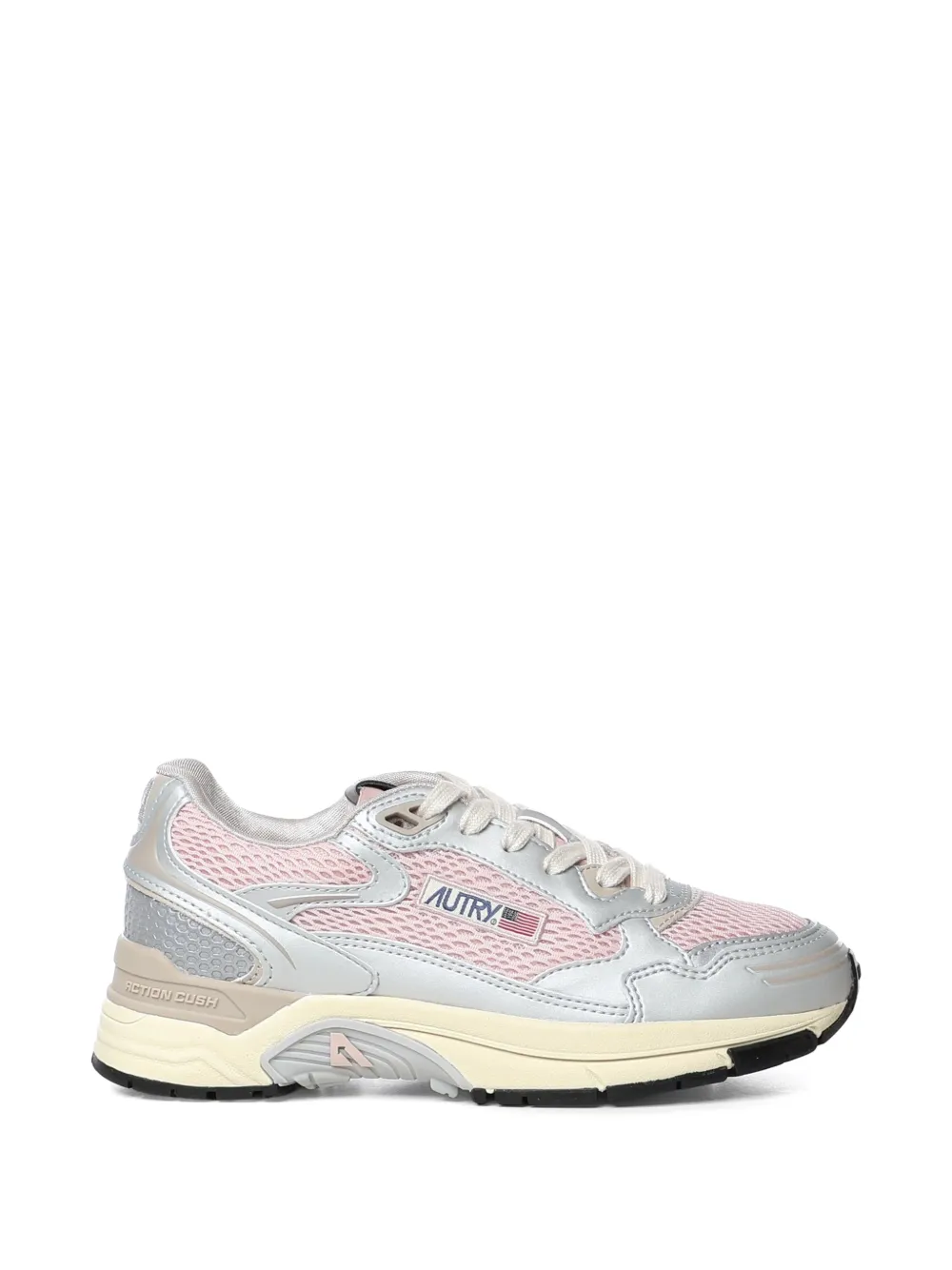 Autry Hyperway sneakers in silver, powder and feather gray synthetic leather and mesh - Silber
