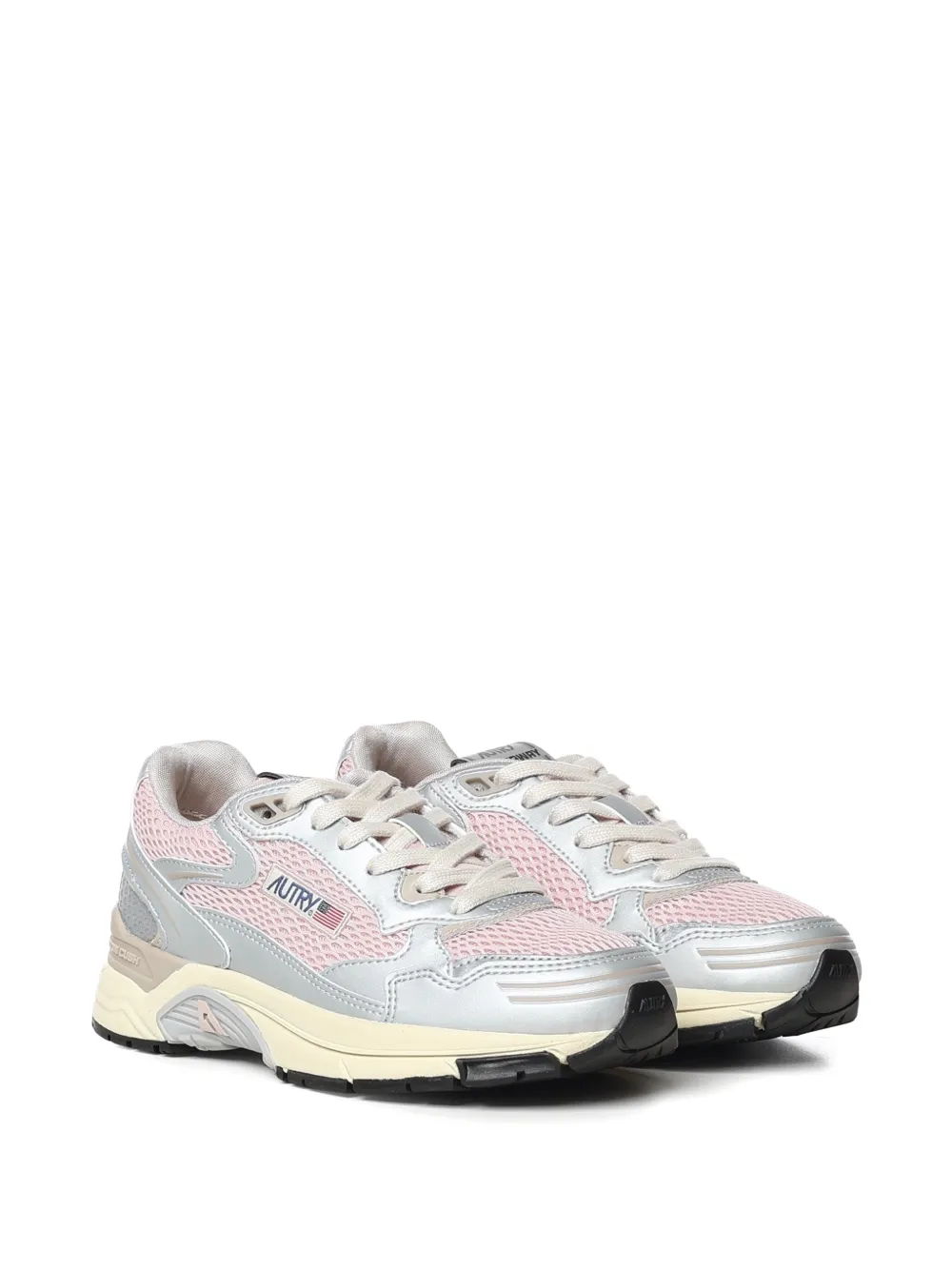 Autry Hyperway sneakers in silver powder and feather gray synthetic leather and mesh Zilver