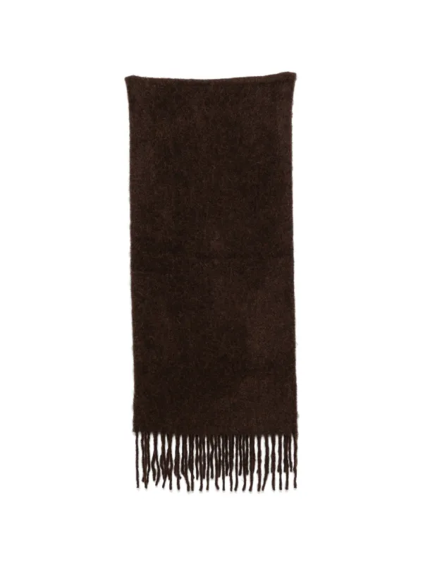 Golden Goose Scarf in Dark Brown Alpaca Wool with Fringe