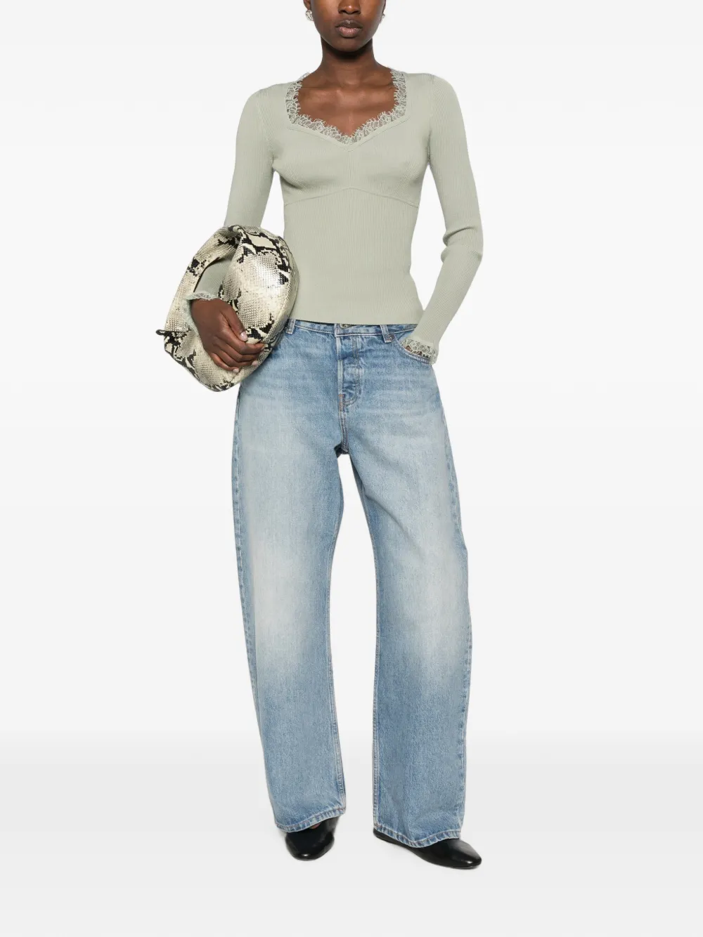 TWINSET Trui met kant Groen
