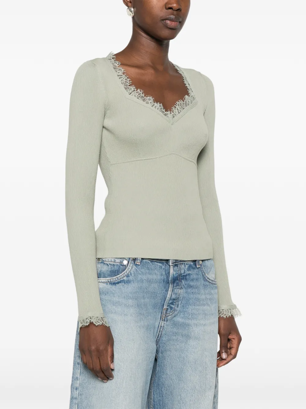 TWINSET Trui met kant Groen