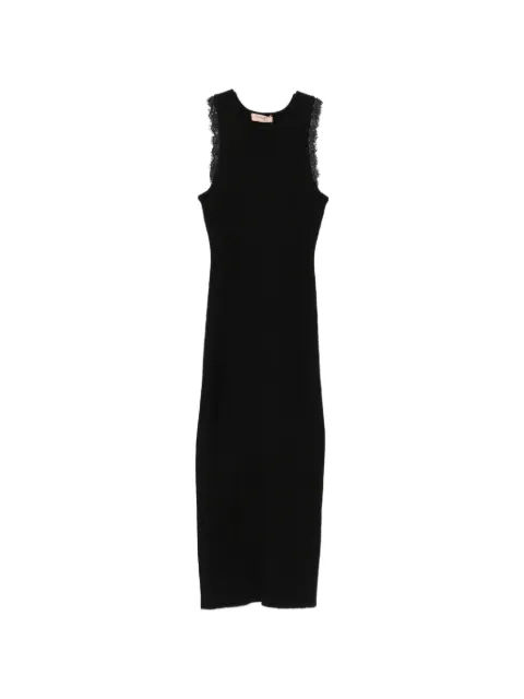 TWINSET lace-trim ribbed midi dress