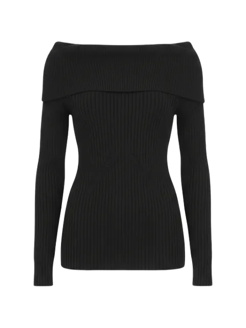 Isaia off-shoulder ribbed-knit sweater