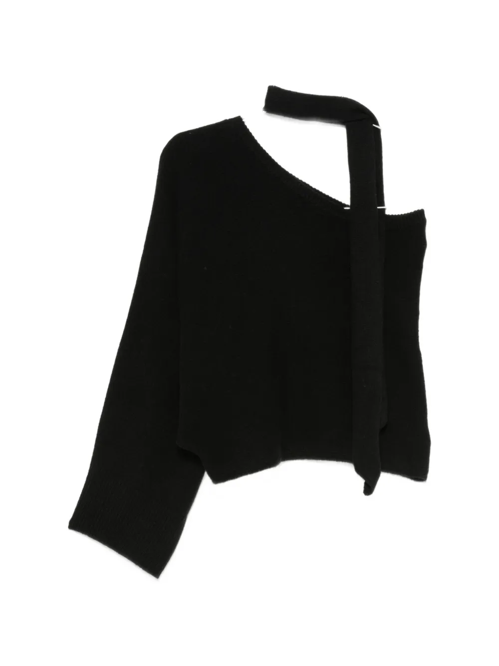 Federica Tosi one-shoulder scarf-detail sweater and scarf set - Nero