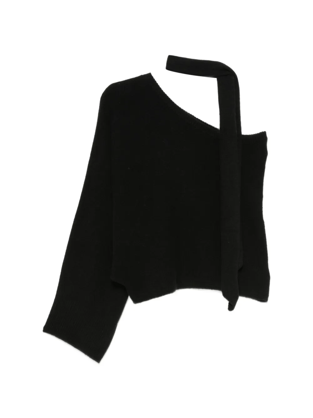 Federica Tosi one-shoulder scarf-detail sweater and scarf set - Schwarz