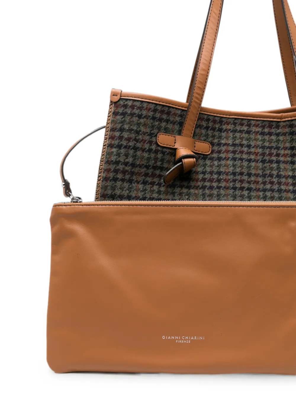 GIANNI CHIARINI Marcella shopper met pied-de-poule-patroon Groen