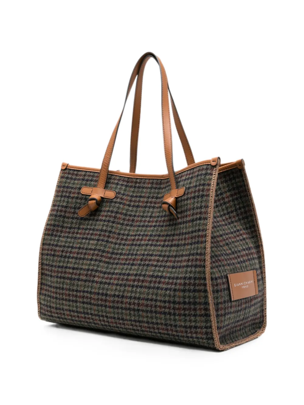 GIANNI CHIARINI Marcella shopper met pied-de-poule-patroon Groen