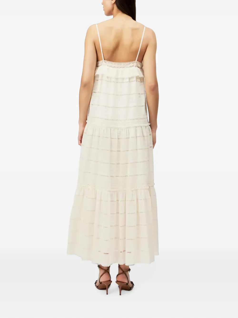 Drykorn Nivela gelaagde maxi-jurk met ruches Beige