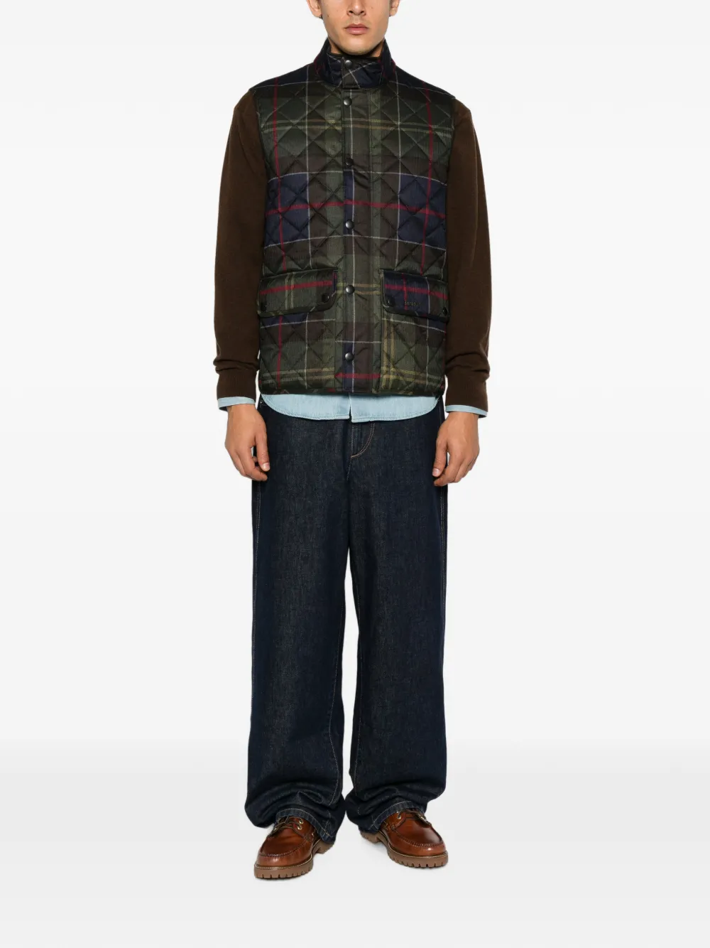 Barbour Gilet met tartan-ruit Groen
