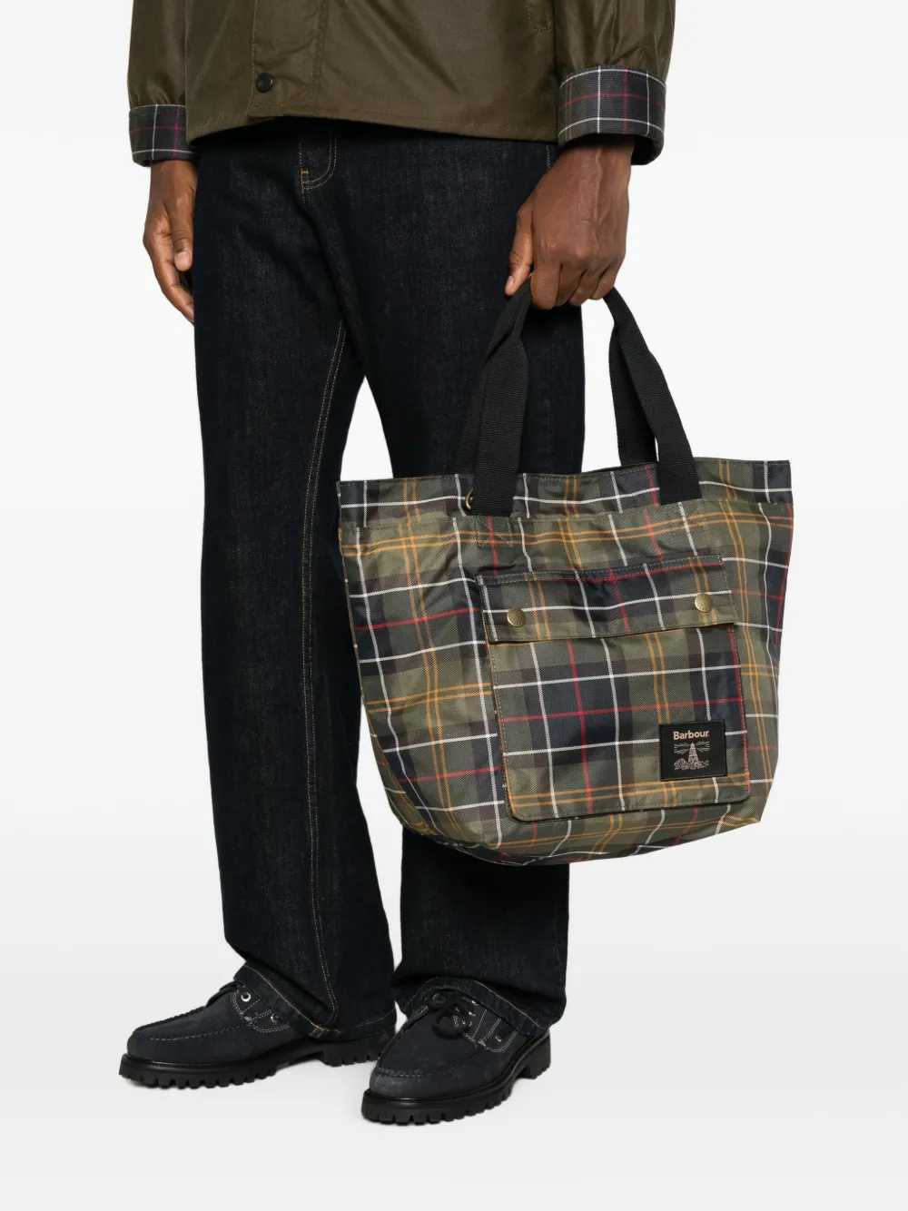 Barbour Torridon Carry All shopper met tartan ruit en zak Groen