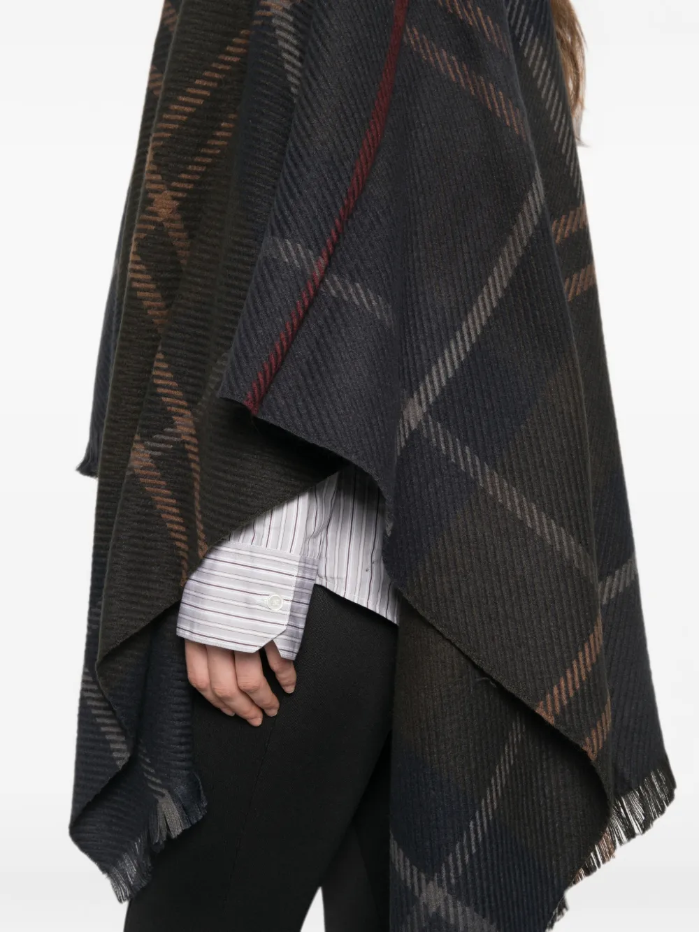 Barbour Shadow Classic Tartan poncho met franje Groen