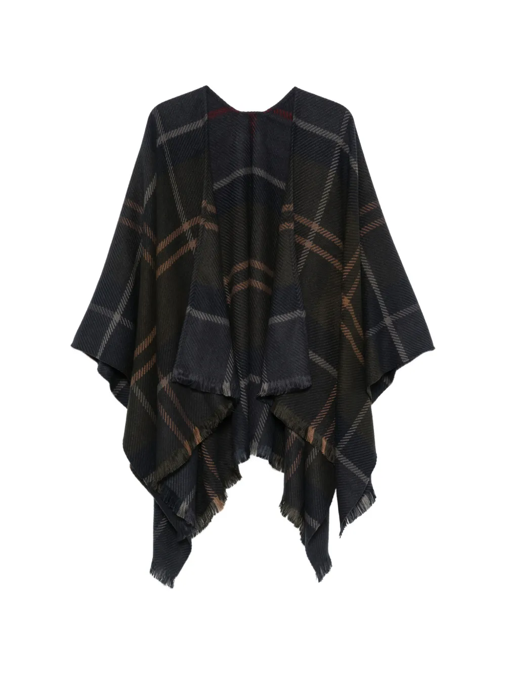 Barbour check-pattern fringed cape - Grün