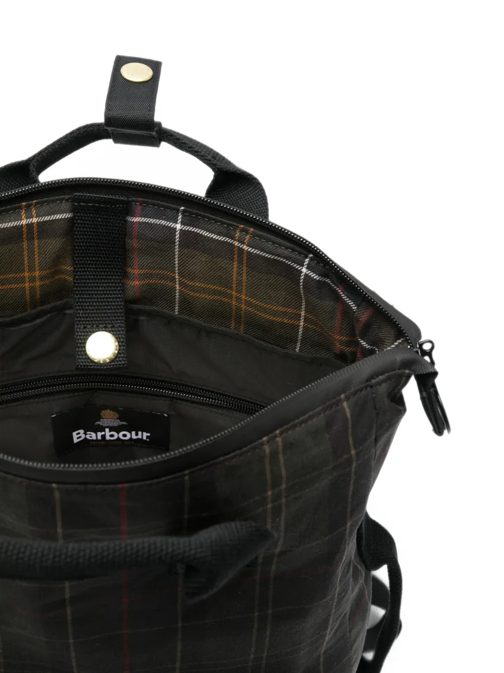 Barbour Field Tartan geruite rugzak van gewaxt katoen Groen