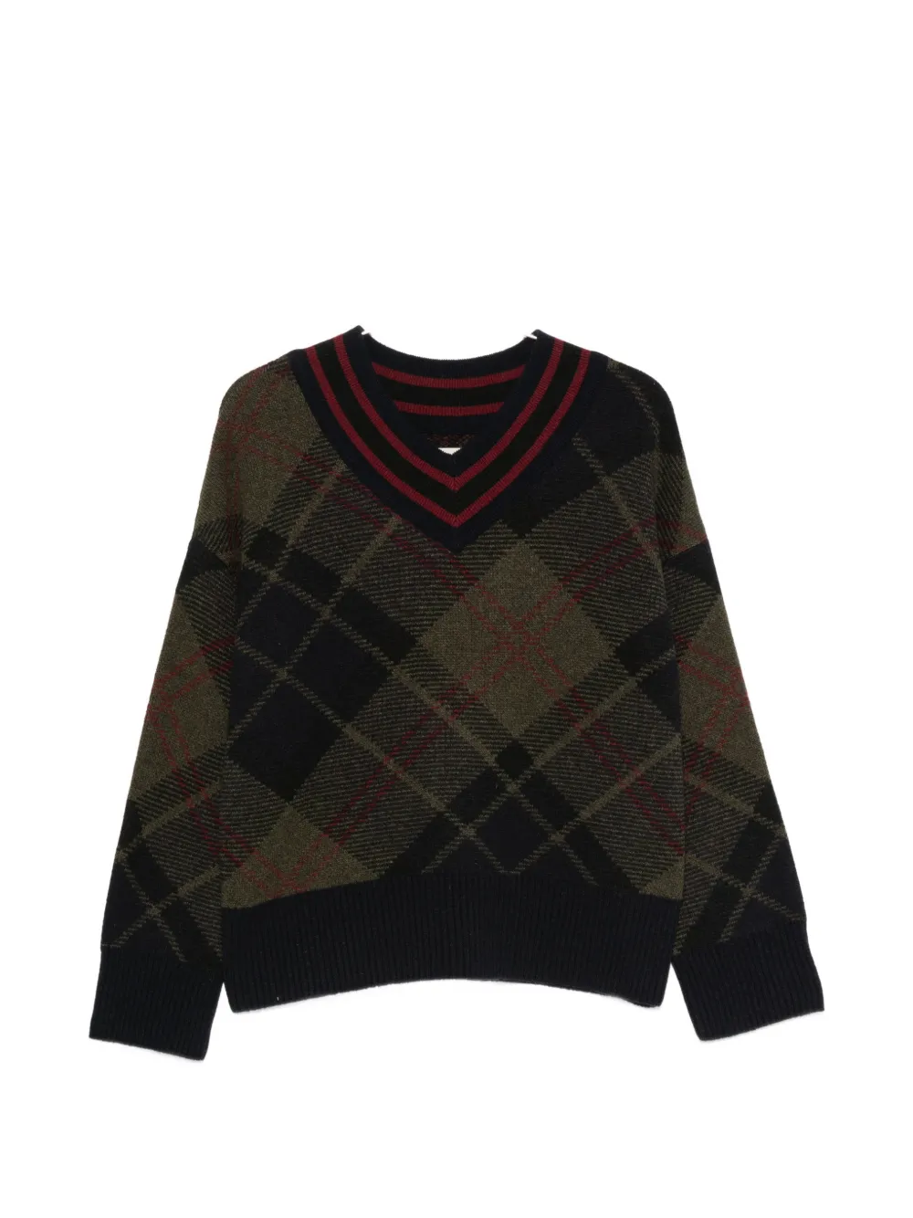 Barbour argyle-knit V-neck sweater - Schwarz