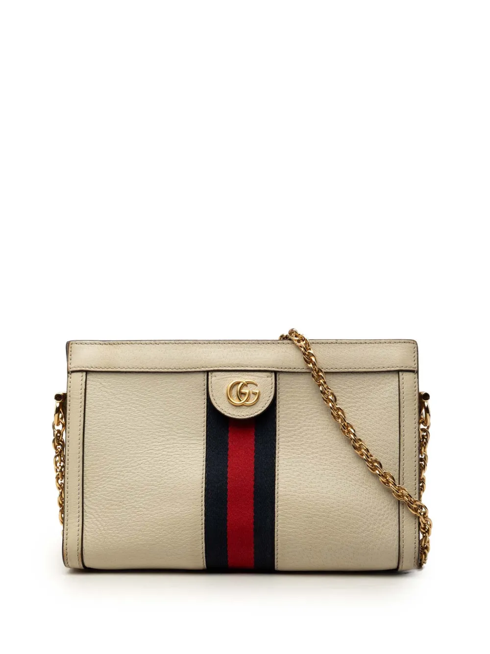 Gucci Pre-Owned 2016-2026 Small Calfskin Web Ophidia Chain crossbody bag - Bianco
