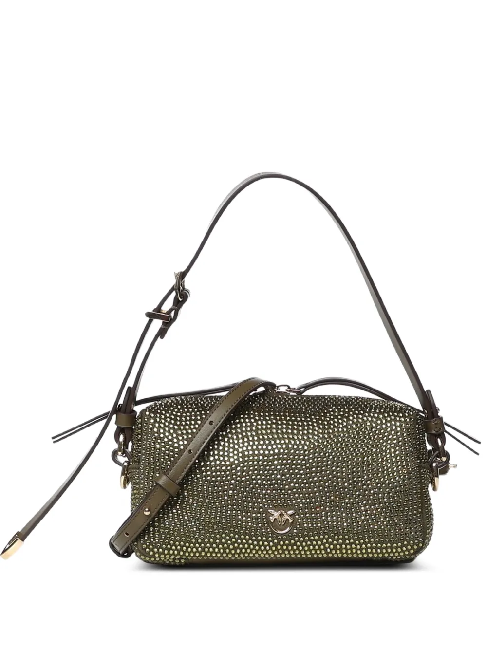 PINKO rhinestone-embellished shoulder bag - Verde