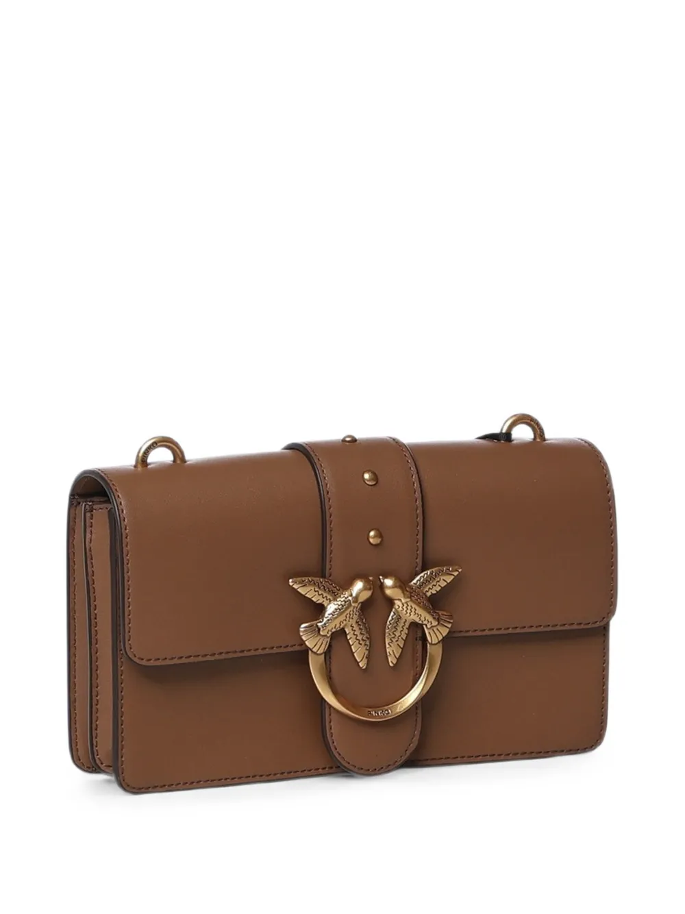 PINKO Kleine Love Bag One leren crossbodytas Bruin