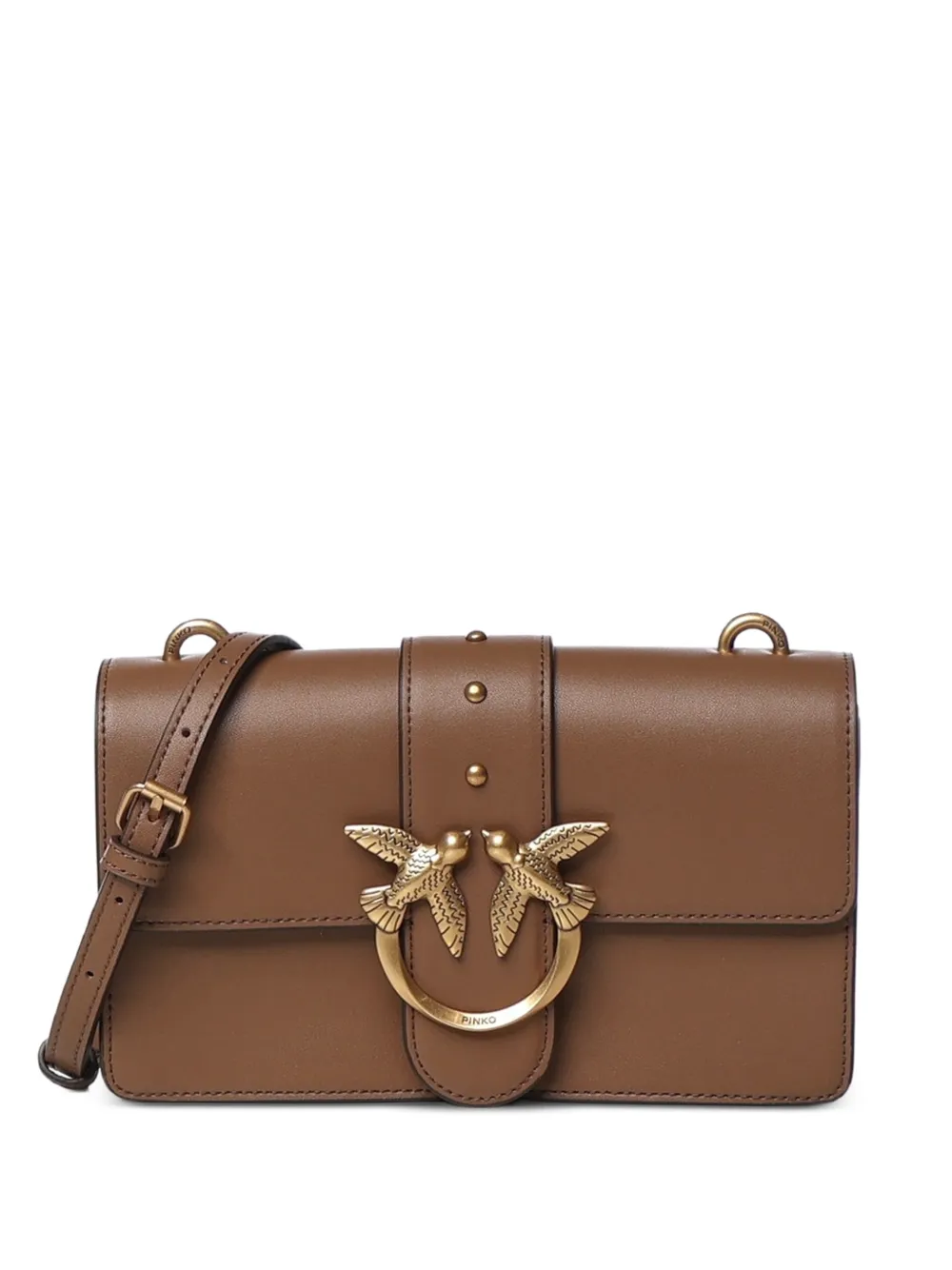 PINKO small Love Bag One leather crossbody bag - Braun