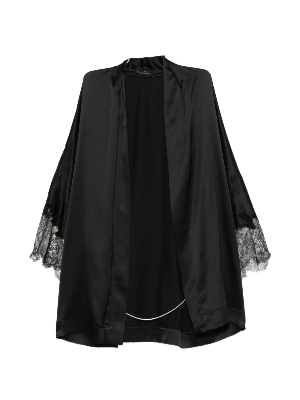 Carine Gilson lace-trim silk kimono - Schwarz
