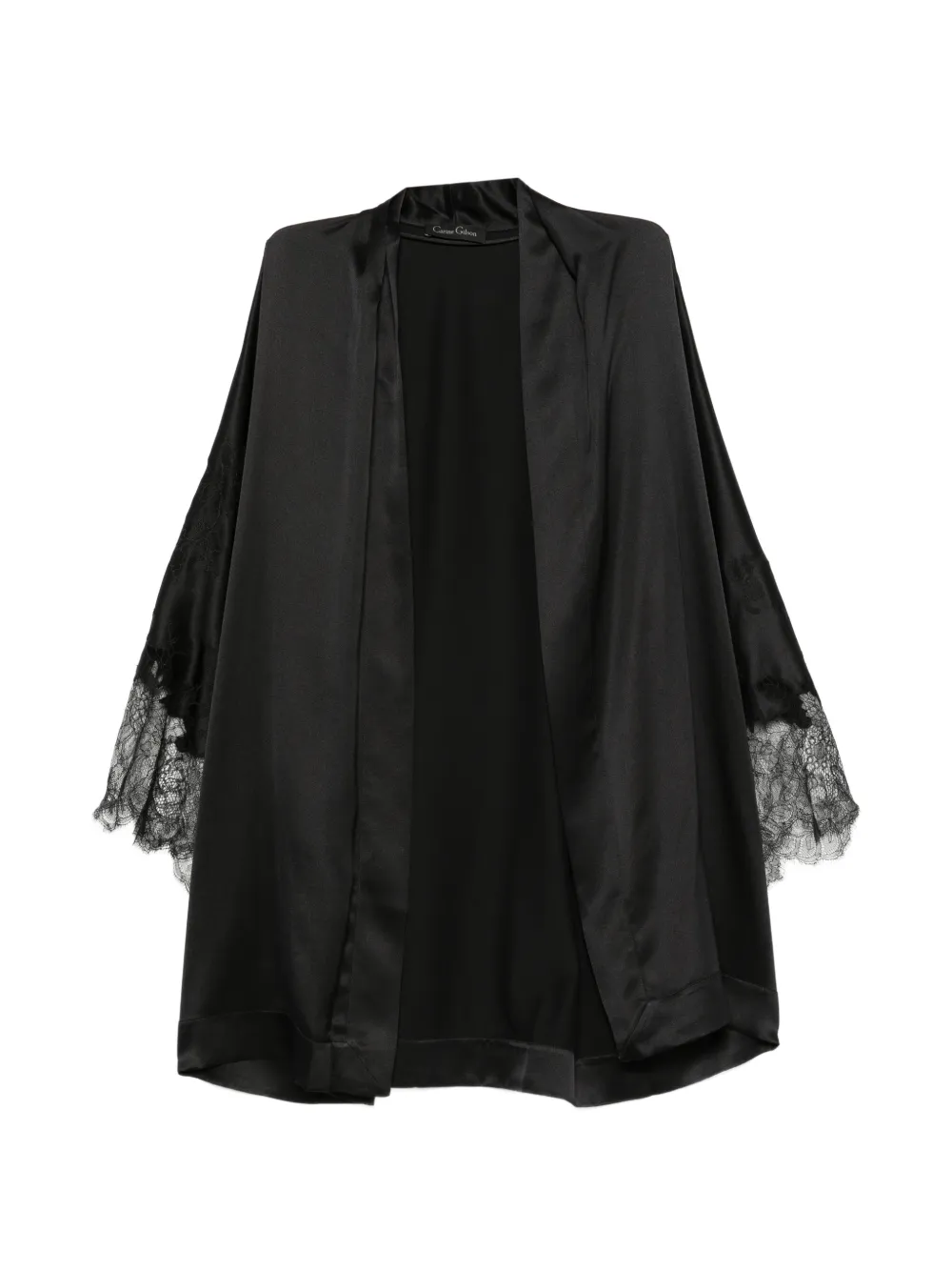 Carine Gilson lace-trim silk kimono - Schwarz