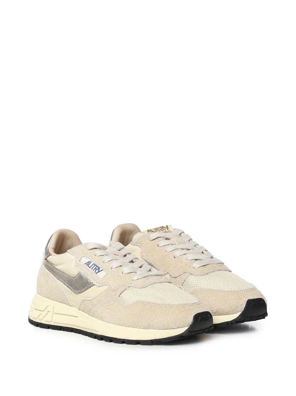 Autry Reelwind Low sneakers in ecru and platinum nylon and suede Beige