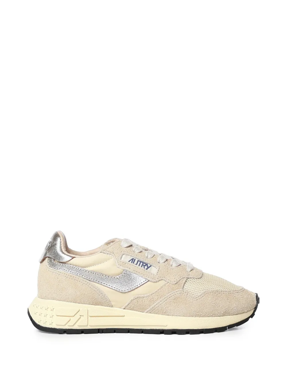 Autry Reelwind Low sneakers in ecru and platinum nylon and suede Beige