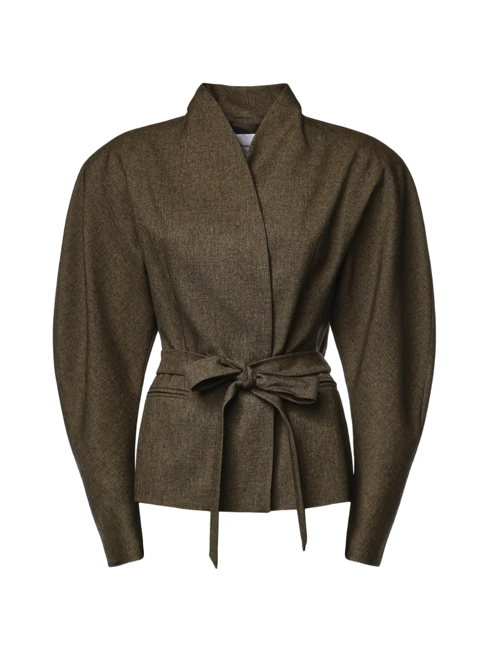 THE ANDAMANE Margaux belted puff-sleeve jacket - Marrone