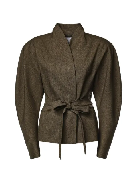 THE ANDAMANE Margaux belted puff-sleeve jacket